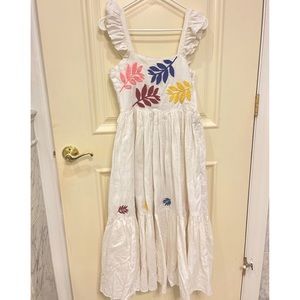 Carolina K Nika Ruffled Embroidered Leaf Dress